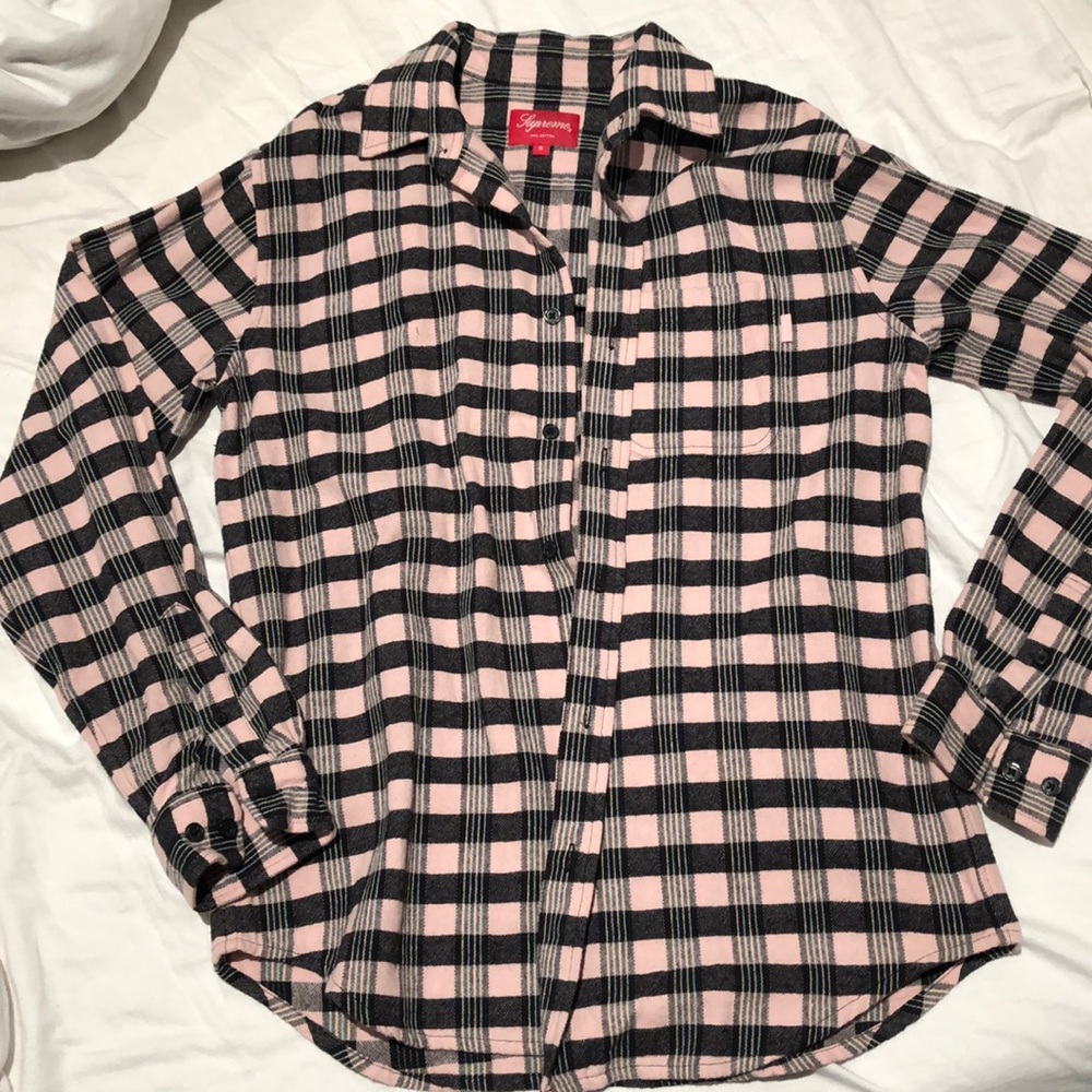 Authentic Supreme NWOT small pink flannel
